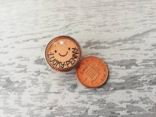 Load image into Gallery viewer, Lucky penny enamel pin, good luck enamel badge, enamel brooch pins, rose gold badges