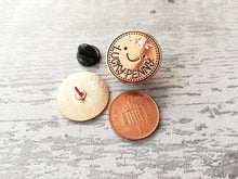 Load image into Gallery viewer, Seconds. Lucky penny enamel pin, good luck enamel badge, enamel brooch pins, rose gold badges