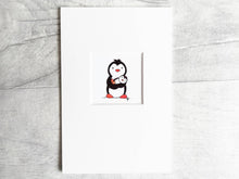 Load image into Gallery viewer, Penguin print, &#39;baby&#39; miniature penguin print, 6x4 white mount
