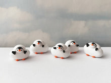 Load image into Gallery viewer, Penguin cloud. Little penguin in a box, black and white miniature pottery penguin in a white cloud, ceramic penguin gift