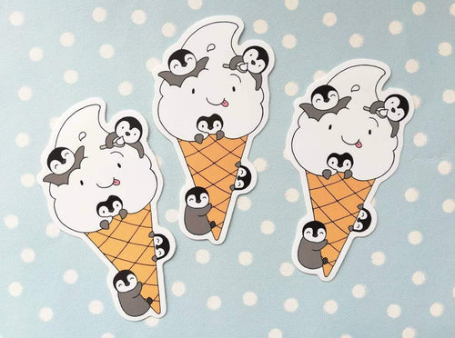 Penguin and ice cream vinyl stickers