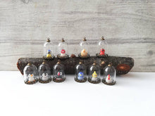 Load image into Gallery viewer, Miniature bird glass domes. Pottery penguin, owl, cockatiel, robin, blue tit, chicken, puffin, or gold finch. Mini taxidermy style.