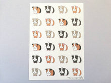 Load image into Gallery viewer, Guinea pig vinyl sticker sheet, mini pigs stickers, ginger, black, grey, tri colour, planner stickers, bullet journal stickers, decorative