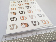 Load image into Gallery viewer, Guinea pig vinyl sticker sheet, mini pigs stickers, ginger, black, grey, tri colour, planner stickers, bullet journal stickers, decorative
