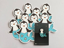 Load image into Gallery viewer, Penguin mermaid vinyl sticker, mermaid penguin sticker