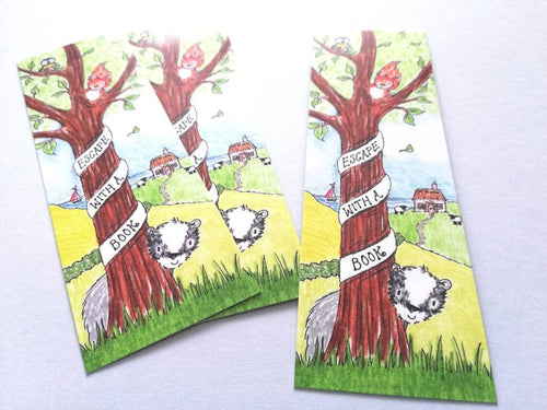 Bookmark, badger, tree, bird, blue tit, squirrel, cottage, sea, escape, woodland page marker, countryside gift, book lover, book worm
