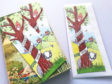 Load image into Gallery viewer, Bookmark, badger, tree, bird, blue tit, squirrel, cottage, sea, escape, woodland page marker, countryside gift, book lover, book worm
