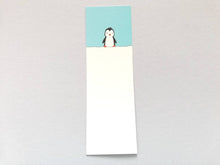 Load image into Gallery viewer, Penguin bookmark, cute page marker, bookmark gift, little penguin, blue and white bookmark