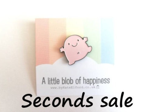 Seconds A little blob of happiness enamel pin, cute pink blob, positive enamel brooch, friendship, supportive enamel badges