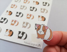 Load image into Gallery viewer, Guinea pig vinyl sticker sheet, mini pigs stickers, ginger, black, grey, tri colour, planner stickers, bullet journal stickers, decorative
