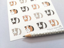 Load image into Gallery viewer, Guinea pig vinyl sticker sheet, mini pigs stickers, ginger, black, grey, tri colour, planner stickers, bullet journal stickers, decorative