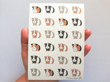 Load image into Gallery viewer, Guinea pig vinyl sticker sheet, mini pigs stickers, ginger, black, grey, tri colour, planner stickers, bullet journal stickers, decorative