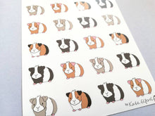 Load image into Gallery viewer, Guinea pig vinyl sticker sheet, mini pigs stickers, ginger, black, grey, tri colour, planner stickers, bullet journal stickers, decorative
