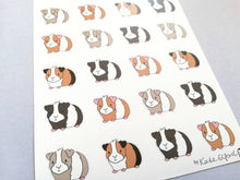 Load image into Gallery viewer, Guinea pig vinyl sticker sheet, mini pigs stickers, ginger, black, grey, tri colour, planner stickers, bullet journal stickers, decorative