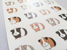 Load image into Gallery viewer, Guinea pig vinyl sticker sheet, mini pigs stickers, ginger, black, grey, tri colour, planner stickers, bullet journal stickers, decorative
