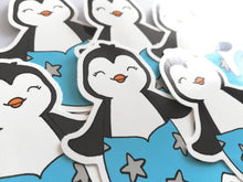 Load image into Gallery viewer, Penguin mermaid vinyl sticker, mermaid penguin sticker