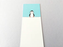 Load image into Gallery viewer, Penguin bookmark, cute page marker, bookmark gift, little penguin, blue and white bookmark