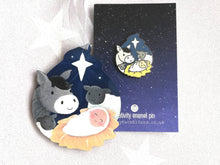 Load image into Gallery viewer, Nativity enamel pin, Christmas brooch, baby Jesus,crib, donkey, sheep and star. The reason for the season, Christian pins, Christmas