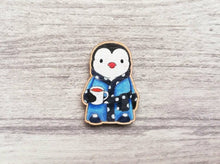 Load image into Gallery viewer, Cute wooden penguin magnet, tea and slippers