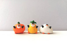 Load image into Gallery viewer, Pumpkin penguin. Little penguin in a box, autumn miniature pottery penguin in an orange pumpkin, ceramic quirky penguin Halloween gift
