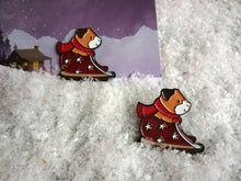 Load image into Gallery viewer, Guinea pig enamel pin, cute enamel badge, Christmas sledging guinea pig enamel brooch pins, cavy badges