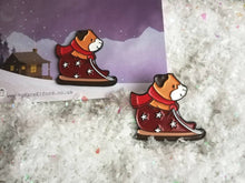 Load image into Gallery viewer, Guinea pig enamel pin, cute enamel badge, Christmas sledging guinea pig enamel brooch pins, cavy badges