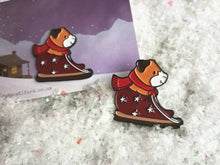 Load image into Gallery viewer, Guinea pig enamel pin, cute enamel badge, Christmas sledging guinea pig enamel brooch pins, cavy badges