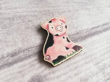Load image into Gallery viewer, Pig magnet, little wooden pig fridge magnet.