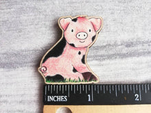 Load image into Gallery viewer, Pig magnet, little wooden pig fridge magnet.
