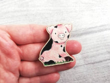 Load image into Gallery viewer, Pig magnet, little wooden pig fridge magnet.