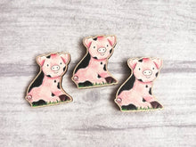 Load image into Gallery viewer, Pig magnet, little wooden pig fridge magnet.