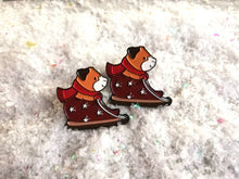 Load image into Gallery viewer, Guinea pig enamel pin, cute enamel badge, Christmas sledging guinea pig enamel brooch pins, cavy badges