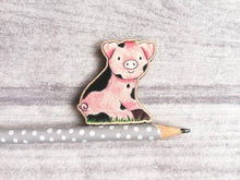 Load image into Gallery viewer, Pig magnet, little wooden pig fridge magnet.
