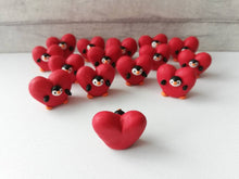 Load image into Gallery viewer, Penguin heart. Little penguin in a box, Valentine miniature pottery penguin dressed as a heart, ceramic quirky penguin gift