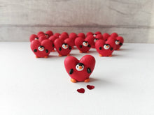 Load image into Gallery viewer, Penguin heart. Little penguin in a box, Valentine miniature pottery penguin dressed as a heart, ceramic quirky penguin gift