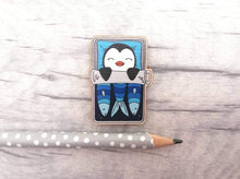 Load image into Gallery viewer, Sleeping penguin in a sardine tin, wooden magnet