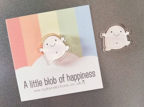 A little blob of happiness magnet, tiny recycled acrylic, mini cute pink blob, positive gift, friendship, supportive, care