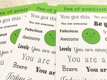 Load image into Gallery viewer, Pea of positivity postcard. A happy, caring, positive message for posting or framing