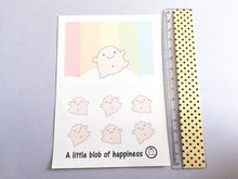 Load image into Gallery viewer, Happy stickers. A little blob of happiness vinyl sticker sheet, cute, positive happy, friendship, supportive stickers, planner, journal