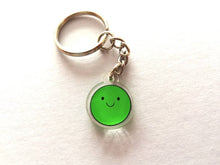 Load image into Gallery viewer, Pea of positivity keyring, mini cute happy charm, positive key fob, friendship, supportive, recycled acrylic