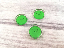 Load image into Gallery viewer, Pea of positivity magnet, tiny recycled acrylic, mini cute happy pea, positive gift, friendship, supportive, care, fridge magnet