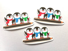 Load image into Gallery viewer, Penguins and pencil sticker, artist, writer penguin sticker, eco friendly sticker