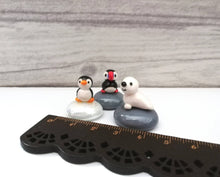 Load image into Gallery viewer, Miniature penguins, puffins and seals. Pottery and glass tiny ornament. Cute mini penguin, puffin or seal.
