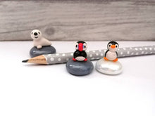 Load image into Gallery viewer, Miniature penguins, puffins and seals. Pottery and glass tiny ornament. Cute mini penguin, puffin or seal.