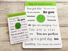 Load image into Gallery viewer, Pea of positivity postcard. A happy, caring, positive message for posting or framing
