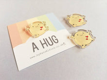 Load image into Gallery viewer, A hug magnet, cute mini positive fridge magnet, tiny, friendship, postable hug and love, supportive, recycled acrylic
