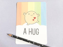 Load image into Gallery viewer, A hug postcard. A happy, positive message for posting or framing
