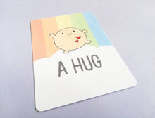Load image into Gallery viewer, A hug postcard. A happy, positive message for posting or framing