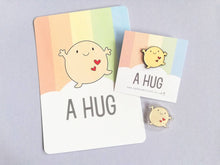 Load image into Gallery viewer, Seconds. A hug enamel pin, cute, positive enamel brooch, friendship, supportive enamel badges, happy gift