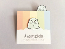 Load image into Gallery viewer, Seconds. A Worry Gobbler enamel pin, cute, care, positive, enamel brooch, friendship, supportive enamel badges, happy gift
